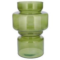 Bellatio Design Bloemenvaas - groen transparant gerecycled glas - D17 x H25 cm   - - thumbnail