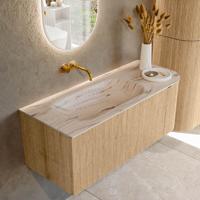 Badmeubel Mondiaz Kurve-Dlux | 115 cm | Meubelkleur Oak | Wastafelkleur Nata | Solid surface | Wasbak linker zijde spoelbak | Zonder kraangat(en) Badmeubel Mondiaz Kurve-Dlux | 115 cm | Meubelkleur Oak | Wastafelkleur Nata | Solid surface | Wasbak linker zijde spoelbak | Zonder kraangat(en)