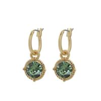 Biba Hang Oorbellen Goud met Swarovski Steentje Khaki