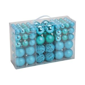 100x stuks kunststof kerstballen turquoise blauw 3, 4 en 6 cm   -