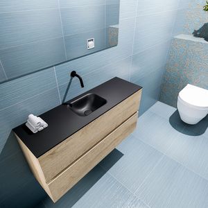 Mondiaz Ada 100cm toiletmeubel washed oak met wastafel urban midden zonder kraangat