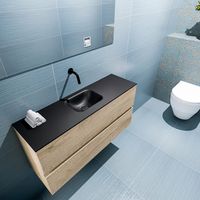 Mondiaz Ada 100cm toiletmeubel washed oak met wastafel urban midden zonder kraangat - thumbnail