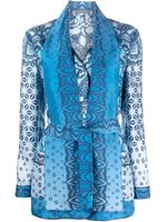 Alberta Ferretti blazer imprimé à taille ceinturée - Bleu Alberta Ferretti blazer imprimé à taille ceinturée - Bleu