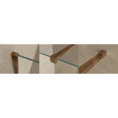 Wiesbaden Slim | profielset 200 cm + 120 cm stabilisatiestang | Incl.Glas- en muurkoppeling | Geborsteld brons koper