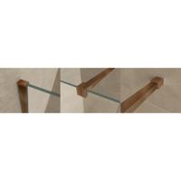 Wiesbaden Slim | profielset 200 cm + 120 cm stabilisatiestang | Incl.Glas- en muurkoppeling | Geborsteld brons koper