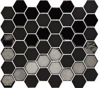 The Mosaic Factory Valencia hexagon glasmozaïek tegels 28x33 zwart - thumbnail