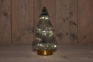 B.O.T. Tree Glass 15X28,5 cm Grey With Golden Base 10Led - Anna's Collection
