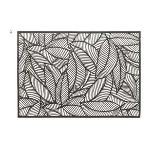Placemat Nissa - 1x - zwart blad motief - 30 x 45 cm - onderlegger