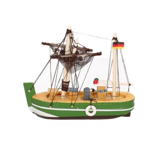 Groen miniatuur vissersbootje hout   -