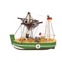 Groen miniatuur vissersbootje hout   - - thumbnail