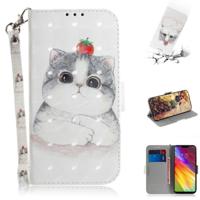 3D gekleurde tekening cute cat patroon horizontale Flip lederen case voor LG Q Stylo 5 met houder & kaartsleuven & portemonnee