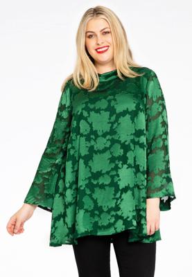 Yoek Tuniek turtle neck DÉVORÉ | Groen | Maat 38/40