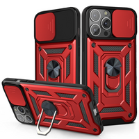 iPhone 15 hoesje - Backcover - Rugged Armor - Camerabescherming - Extra valbescherming - TPU - Rood - thumbnail