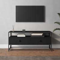 Tv-meubel 100x35x45 cm bewerkt hout zwart - thumbnail