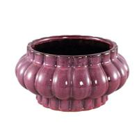 PTMD Sannee Red ceramic pot ribbed wide middle low L - thumbnail