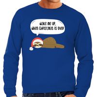 Luiaard Kersttrui / outfit Wake me up when christmas is over blauw voor heren