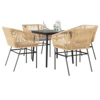 5-delige Tuinset met kussens poly rattan glas bruin