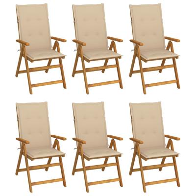 Tuinstoelen 6 st inklapbaar met kussens massief acaciahout