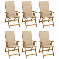 Tuinstoelen 6 st inklapbaar met kussens massief acaciahout