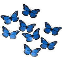 Gerimport Decoratie / hobby vlinders - 12x stuks - blauw - op clip - 12 x 6 cm - knutselen - kunstst