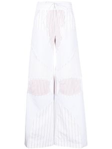 Off-White striped wide-leg cotton trousers - Blanc