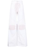 Off-White striped wide-leg cotton trousers - Blanc