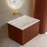 Badmeubel Mondiaz Kurve-Dlux | 60 cm cm | Meubelkleur Ruby | Wastafelkleur Glace | Solid surface | Wasbak midden spoelbak | Zonder kraangat(en)