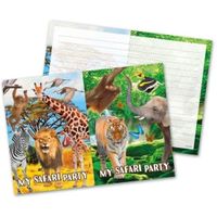 16x Safari/jungle themafeest uitnodigingen 27 cm - thumbnail