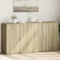Dressoirs 2 st 79x38x80 cm bewerkt hout sonoma eikenkleurig