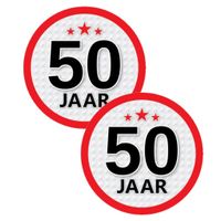 20x stuks 50 jaar leeftijd sticker rond 15 cm verjaardag feest versiering - thumbnail