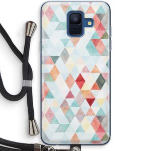 Gekleurde driehoekjes pastel: Samsung Galaxy A6 (2018) Transparant Hoesje met koord