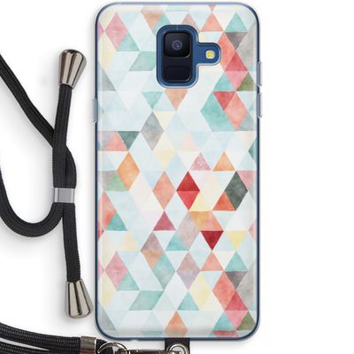 Gekleurde driehoekjes pastel: Samsung Galaxy A6 (2018) Transparant Hoesje met koord