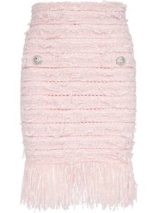 Balmain jupe crayon en tweed - Rose