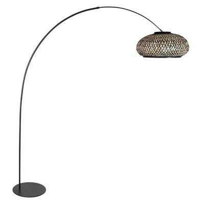 Steinhauer BooglampCurve zwart met rotan kap - 4276ZW