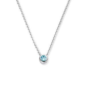 Ketting Geboortesteen maart zilver-aquamarijn blauw 41-45 cm