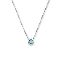 Ketting Geboortesteen maart zilver-aquamarijn blauw 41-45 cm