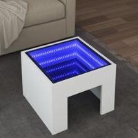 Salontafel met Infinity LED 40x40x30 cm wit
