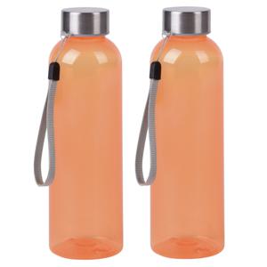 Waterfles / drinkfles / sport bidon Olympic - 2x - oranje - kunststof - 500 ml - rvs schroefdop