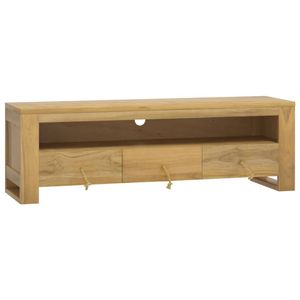 The Living Store TV-meubel Massief Teakhout - Zijkast met schap en 3 lades - Stevig blad - Afmetingen- 110 x 30 x 35 cm