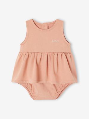 Jurk baby geboorte met geïntegreerde body oudroze Jurk baby geboorte met geïntegreerde body oudroze