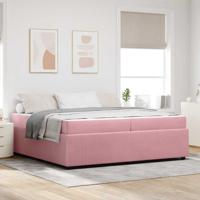 Bedframe met matras Roze 200 x 200 cm Stof