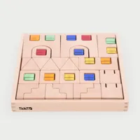 TickiT Houten Bouwstenen met Gekleurde Acryl Kubussen