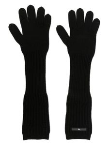 Y-3 gants en maille côtelée à patch logo - Noir