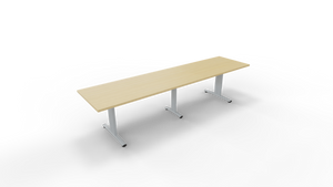 Vergadertafel 6511 met koppelpoot - 400 x 100 cm. - Alu - Beuken