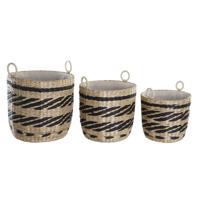 Mandenset DKD Home Decor Polyester Koloniaal Vezel (38 x 38 x 36 cm)