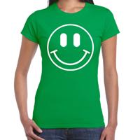 Verkleed T-shirt voor dames - Smile Emoticon - groen - carnaval - foute party - feestkleding