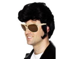 Elvis Rock an roll star verkleed set pruik zwart en bril voor heren - thumbnail