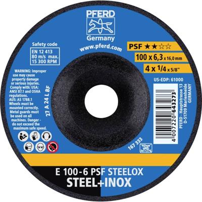 PFERD TOOLS 62010720 E 100-6 PSF STEELOX/16,0 Afbraamschijf gebogen Diameter 100 mm Boordiameter 16 mm RVS, Staal 10 stuk(s)