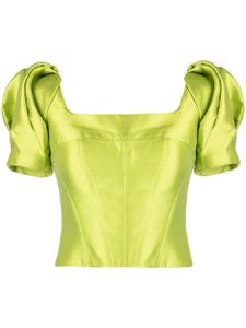 Gemy Maalouf blouse crop à manches bouffantes - Vert