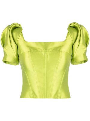 Gemy Maalouf blouse crop à manches bouffantes - Vert